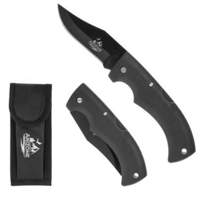 Нож складной туристический Arizone 28-220009 + чехол, 21 см, блистер