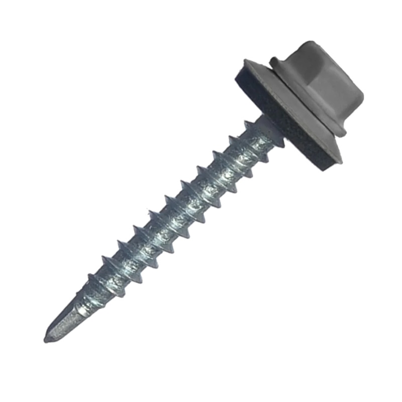 Саморез кровельный Starfix SMP2-31607-100, 4.8х19 мм, цинк, шайба с прокладкой, PT3, RAL 7024, 100 шт. в пластиковом контейнере в Твери