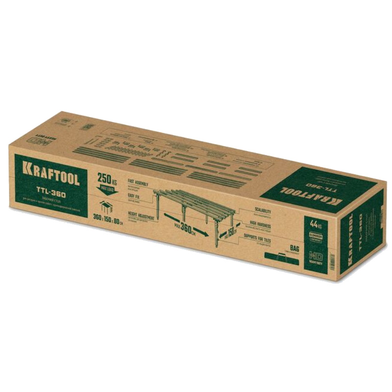 Стол Kraftool TTL-360 33253-360 для работ с крупноформатными листовыми материалами, 360х150х70 см, макс. 250 кг в Александрове