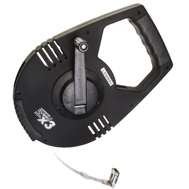 Мерная геодезическая лента Stayer Racer 2-34186-050 металлическая, редукторный механизм 3:1 50мх13мм