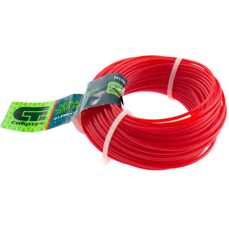 Леска для триммера круглая Сибртех 961435 16 мм х 15 м Россия 40₽