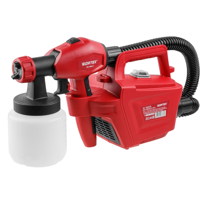 Краскораспылитель электрический Wortex PS 1165-1 1325733 в кор 650 Вт 1000 млмин 08л бак 4244₽