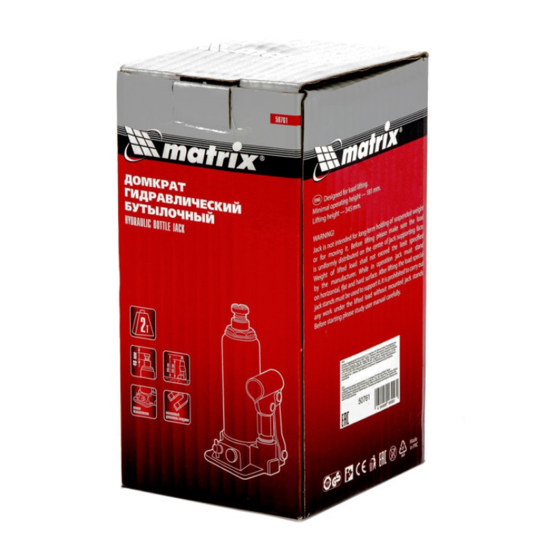 Домкрат гидравлический бутылочный Matrix 50761, 2 т, 181-345 мм в Коврове