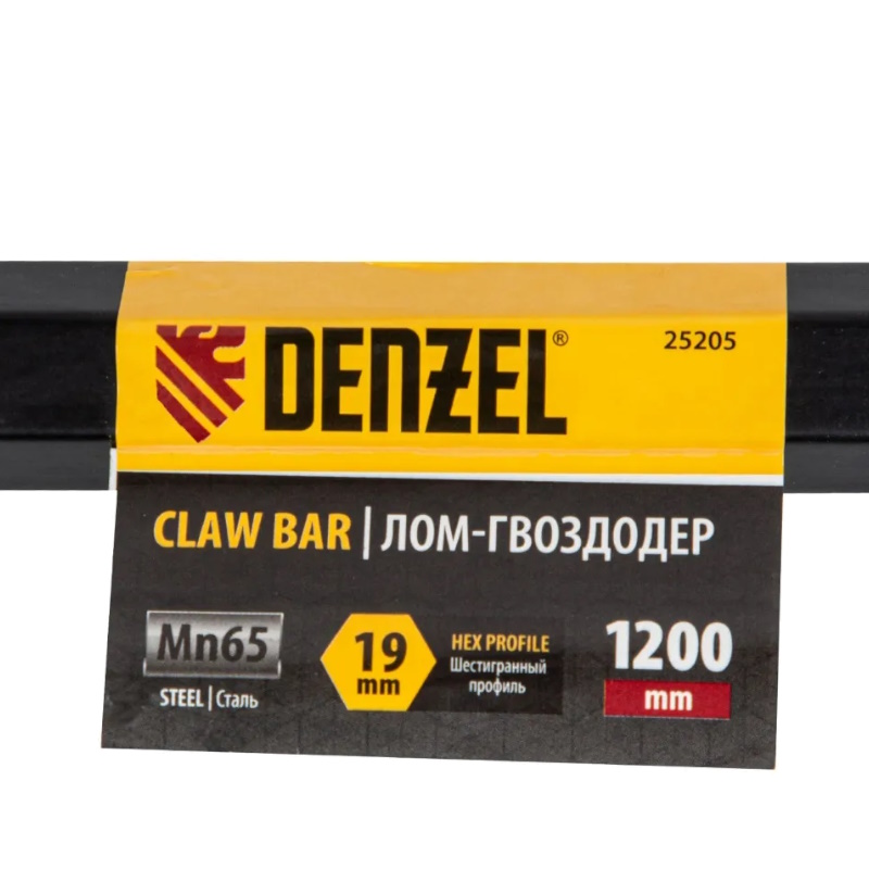 Лом-гвоздодер Denzel 25205, 1200 мм, шестигранный 19 мм, окрашенный, сталь 65 в Твери