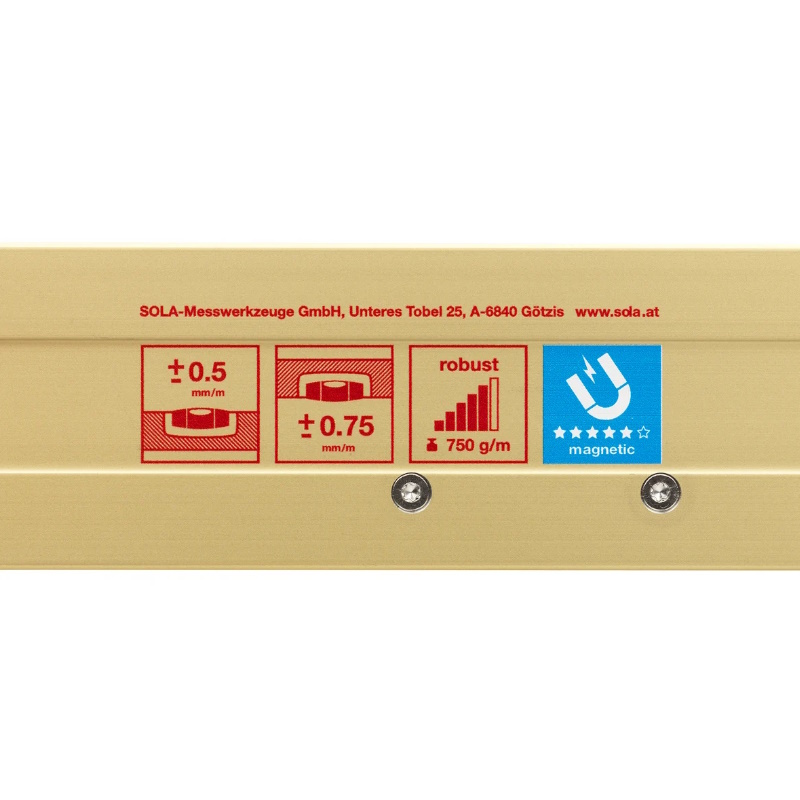Уровень алюминиевый магнитный Sola AZM 60 01820801, L=60 см, 2 глазка, точность 0,5мм/м в Череповце