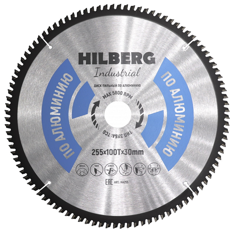 Диск пильный Hilberg Industrial HA255 по алюминию 25530100Т 2369₽