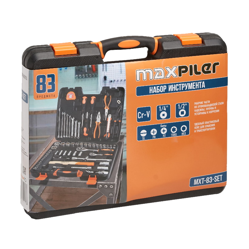 Набор инструментов Maxpiler MXT-83-SET (83 предмета, 1/2" и 1/4", CrV) в Александрове