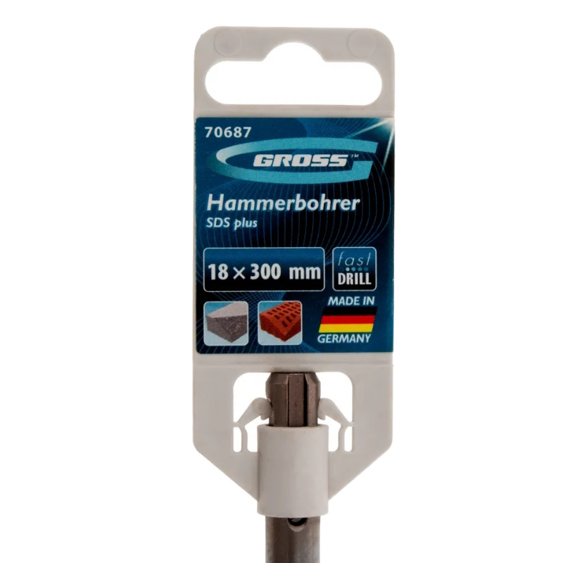 Бур по бетону Gross Pro 70687, 18 х 300 мм, SDS PLUS