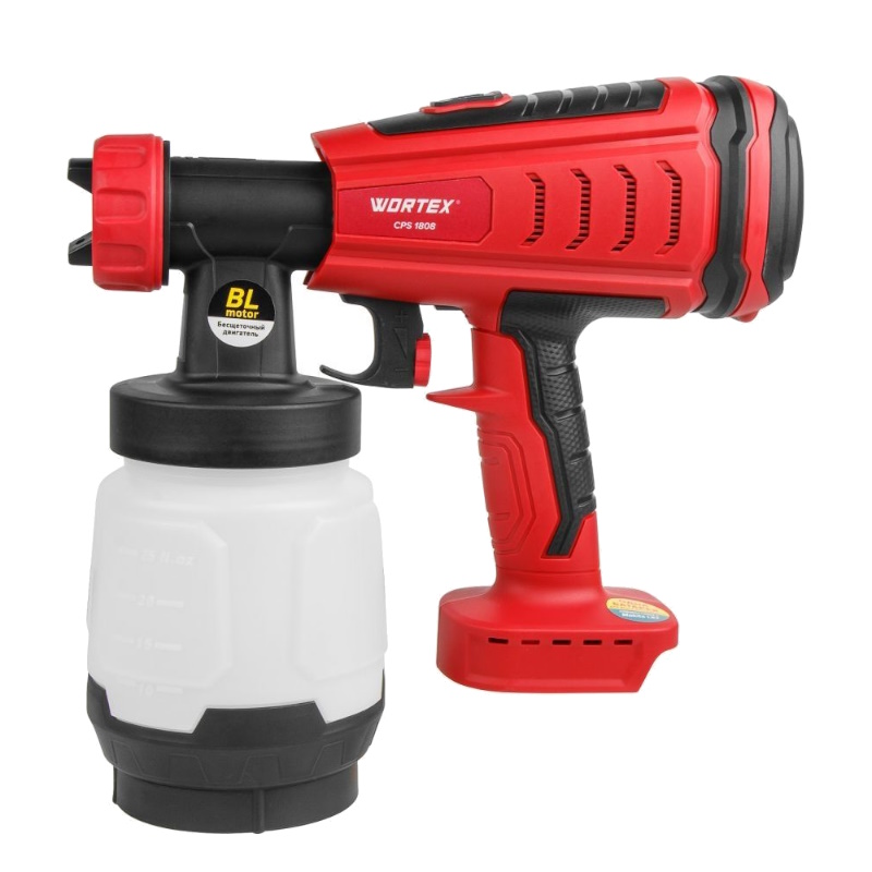 Аккумуляторный краскораспылитель Wortex CPS 1808 0333263, в коробке, ALL1 SOLO, бесщеточный двигатель, 18В, 1000 мл/мин, 0.8 л бак в Костроме