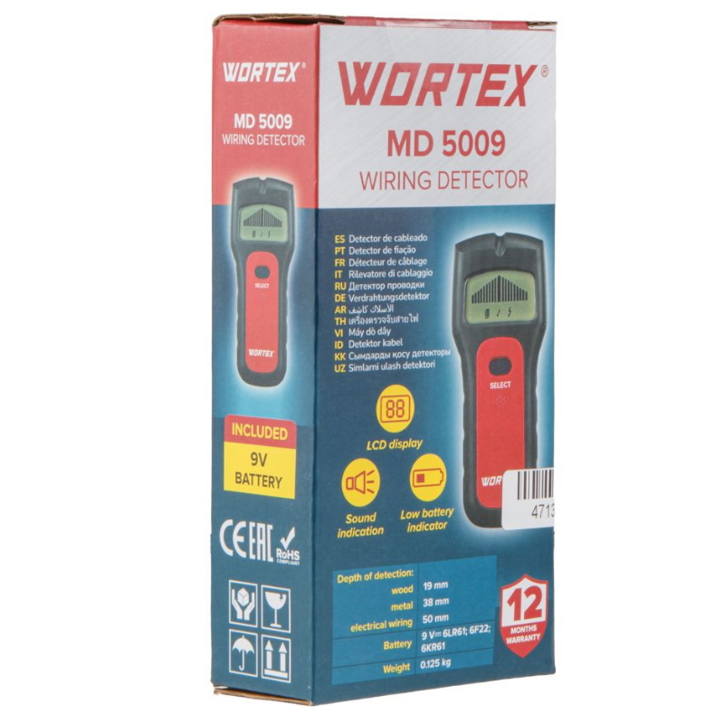 Детектор проводки Wortex MD 5009 1323901, в коробке  в Вологде