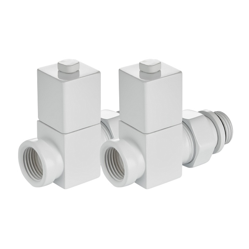 Набор дизайн-вентилей Royal Thermo CUBE НС-1422574, прямой, белый, 1/2"