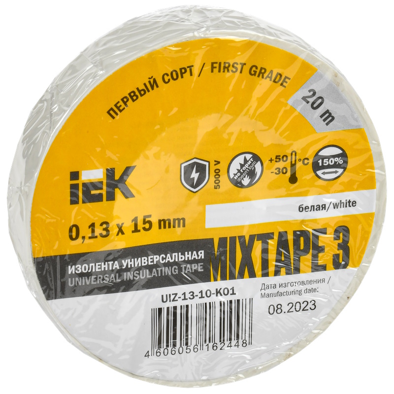 Изолента IEK MIXTAPE 3 UIZ-13-10-K01, 0,13х15мм, белая, 20м в Твери