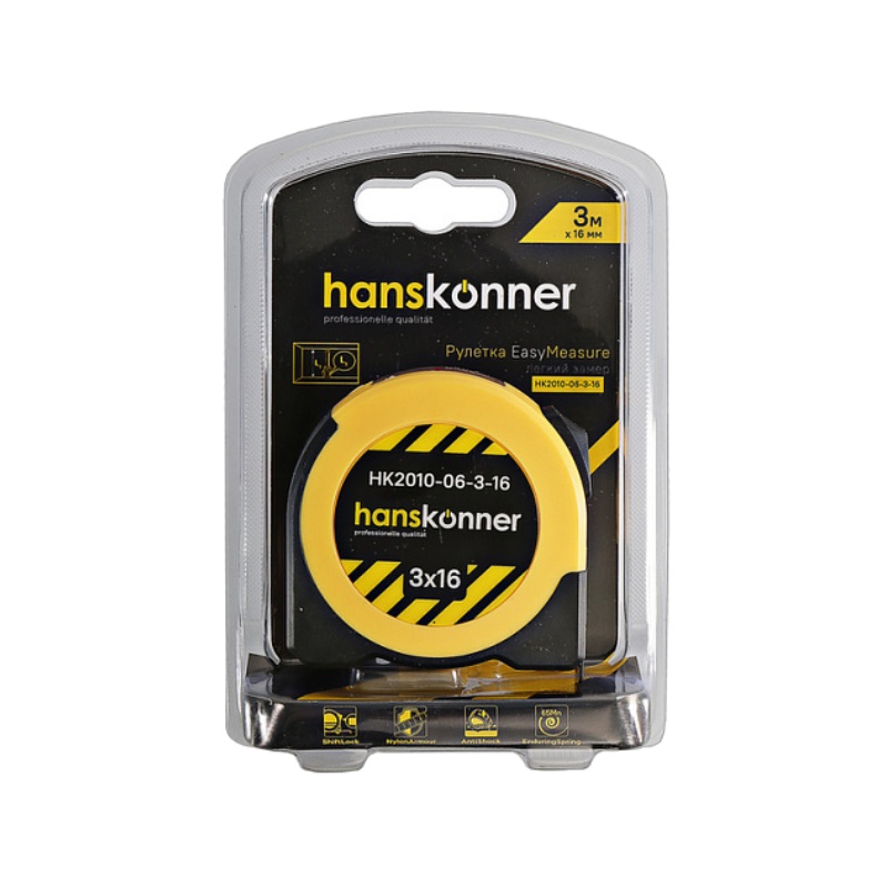 Рулетка Hanskonner HK2010-06-3-16 (3м x 16мм, окно автосуммы с корпусом рулетки) в Костроме