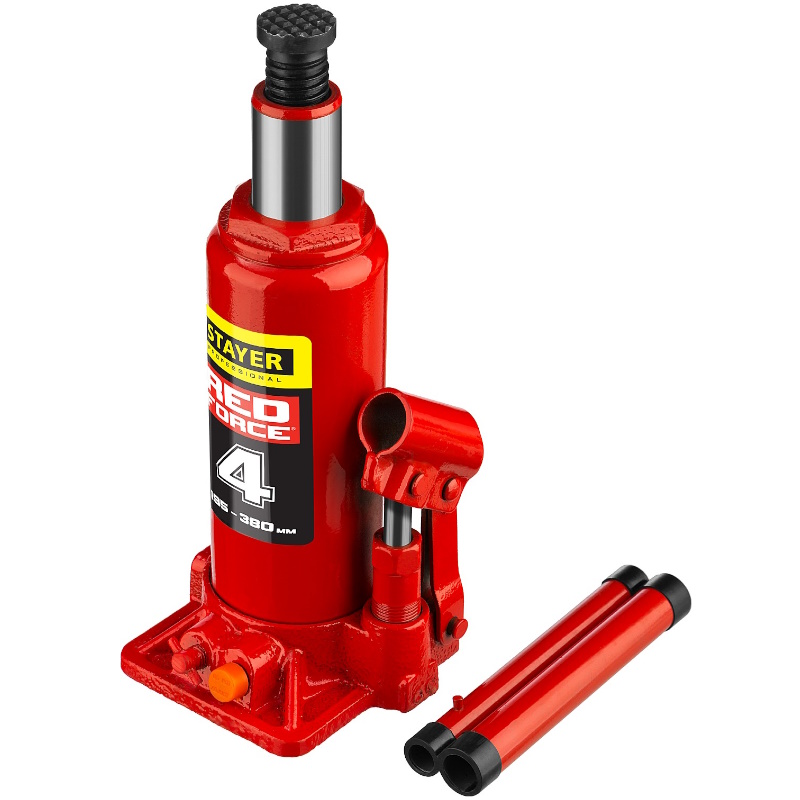 Бутылочный гидравлический домкрат Stayer RED FORCE Professional 43160-4 195-380мм 4т в Угличе