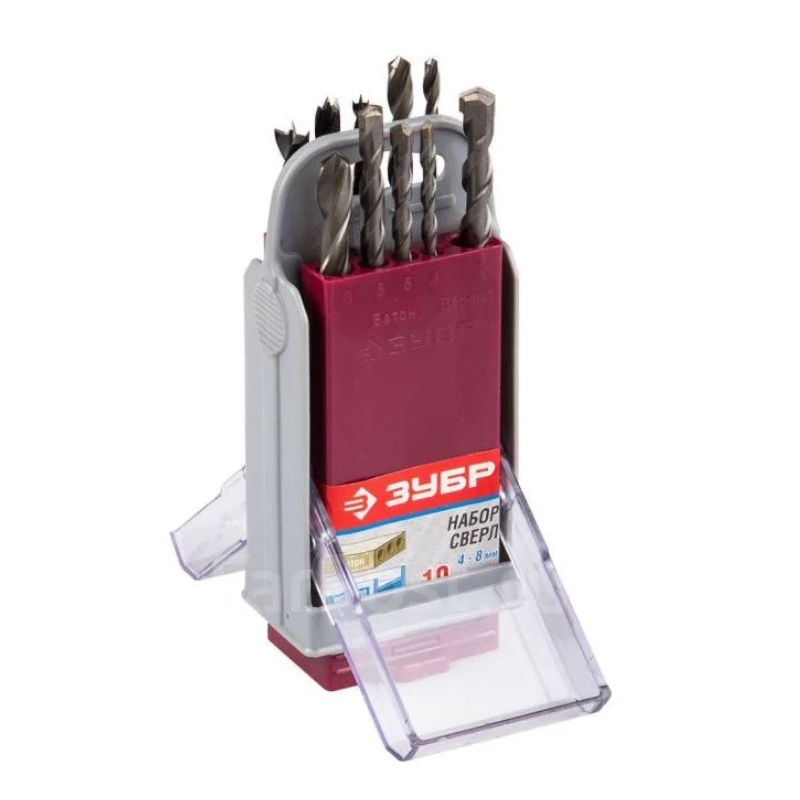 Набор сверл комбинированный: по бетону, металлу, дереву Зубр  4-29704-H10-SB (10шт в супер боксе)