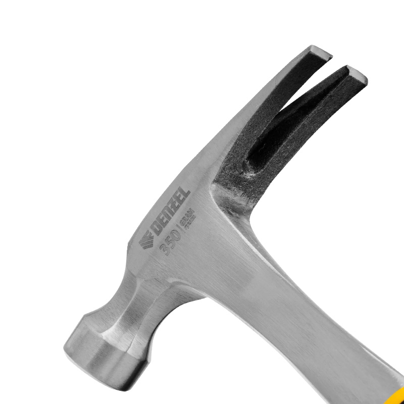 Молоток-гвоздодер Denzel 10422, 350 г, цельнометаллический, двухкомпонентная  рукоятка