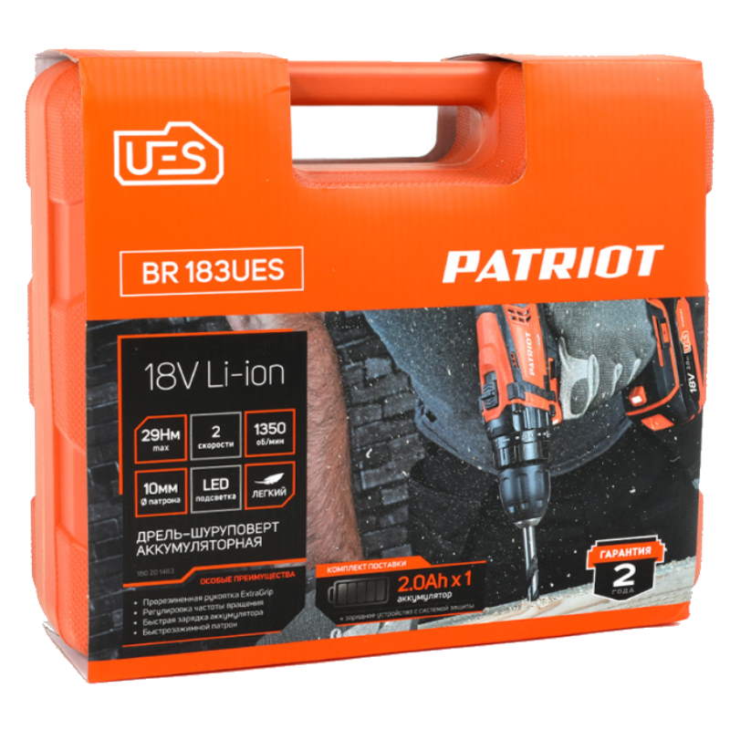 Аккумуляторная дрель-шуруповерт Patriot BR 183UES 180201483 в Вологде