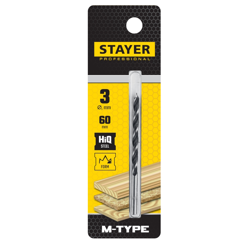 Сверло спиральное по дереву Stayer "M-type" Professional 2942-060-03, М-образная заточка, сталь HCS, d=3мм  в Иваново
