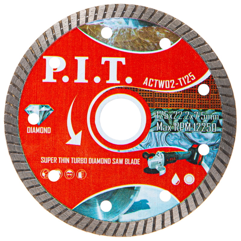 Диск алмазный отрезной P.I.T. Turbo ACTW02-T125, 125x22,2x1,4 мм  в Иваново