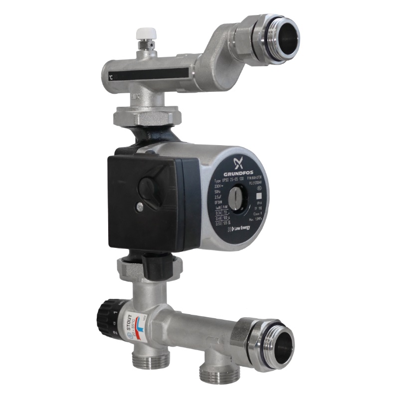 Насосно-смесительный узел Stout SDG-0120-005011 с термостатическим клапаном 20-55C с насосом UPSO 25-65 130 мм 27400₽