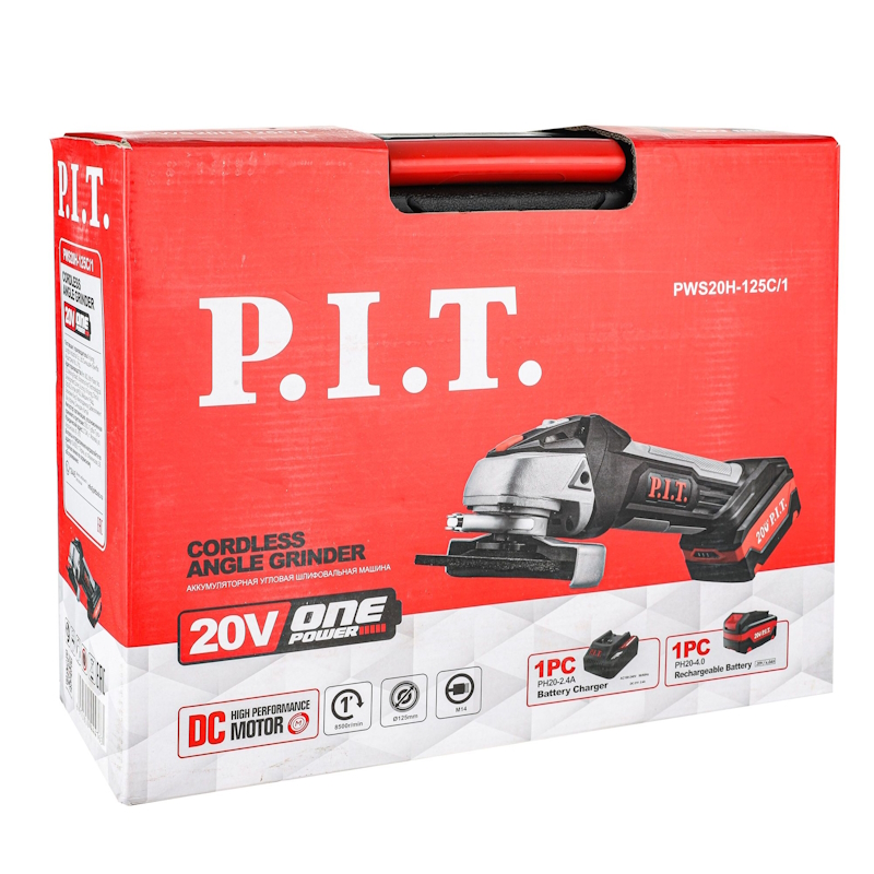 Угловая шлифмашина (болгарка) аккумуляторная P.I.T. PWS20H-125C/1, 125 мм, 20 В, в кейсе в Костроме