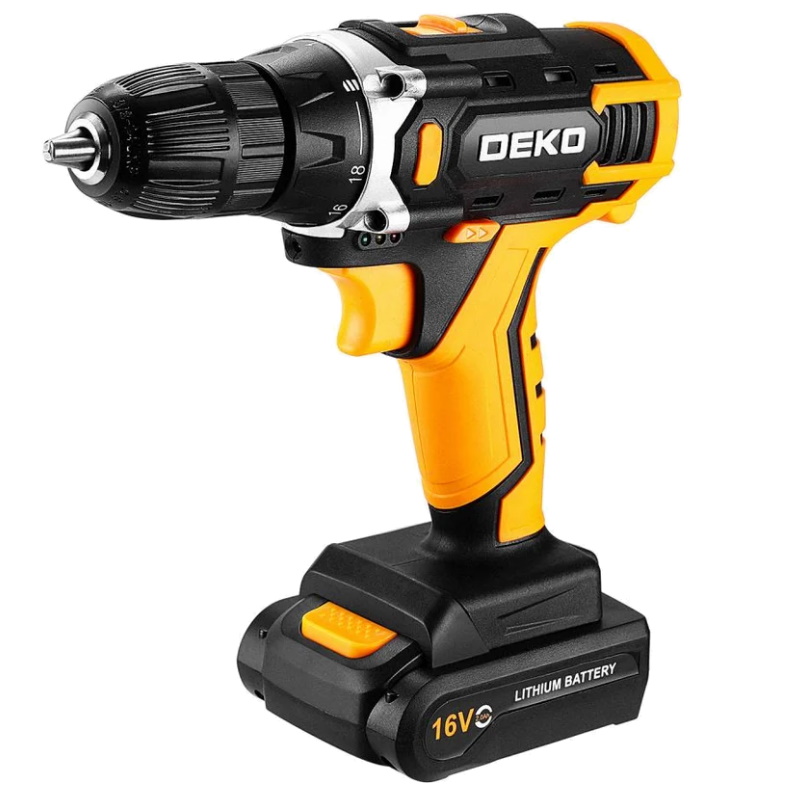Аккумуляторная дрель-шуруповерт Deko Sharker 16V 083-1108, в кейсе, 2х2.0 Ач в Угличе