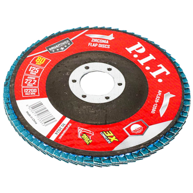 Круг лепестковый шлифовальный P.I.T. ZA80 DRUA APLS26-12580, 125x22,2 мм, циркониевый корунд в Рыбинске