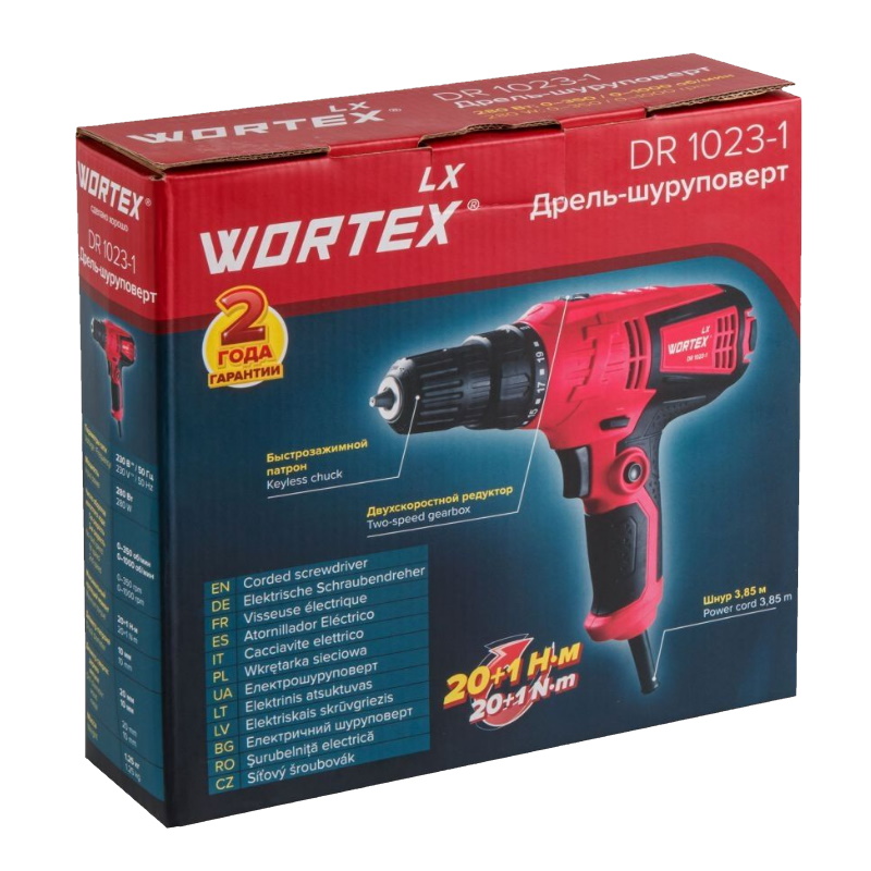 Дрель-шуруповерт Wortex LX DR 1023-1 0334331 280 Вт 28 Нм 2 скорости