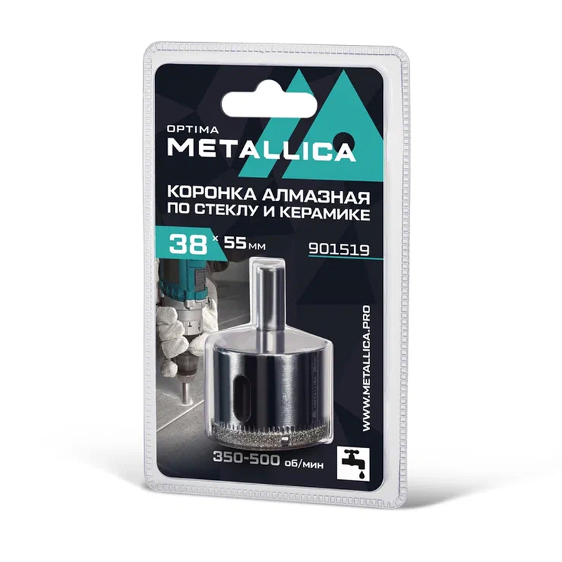 Коронка алмазная Metallica Optima 901519 (38x55 мм, #80, по стеклу, плитке, 1 шт, в блистере) в Рыбинске