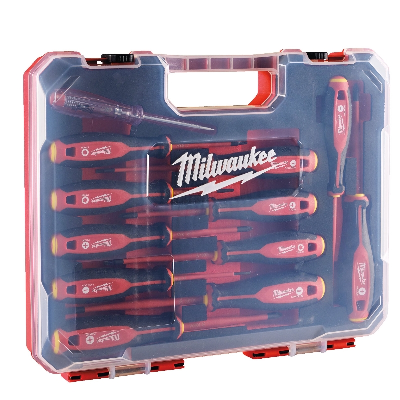 Отвертки диэлектрические Milwaukee 4932479095, VDE, трехгранная рукоятка, набор 12ед. (SL/PZ/PH/TX/тестер) в Угличе