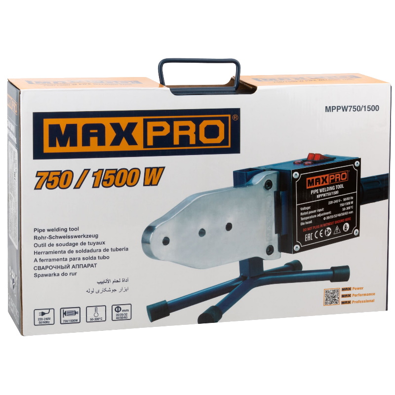 Аппарат сварочный Max-Pro 85283 для пластиковых труб, 750/1500 Вт, 50-300℃, 6 насадок в Костроме