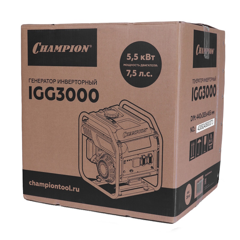 Генератор Champion IGG3000, 2,8/2,9кВт, 7,5лс, 7л, 26кг