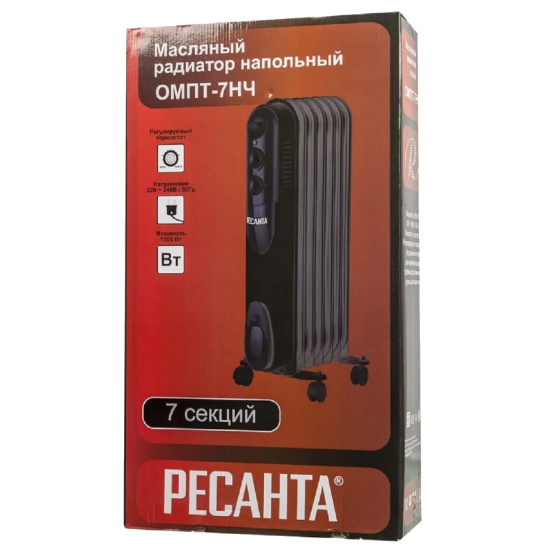 Сетевой масляный радиатор Ресанта ОМПТ-7НЧ 67/3/13 (7 секций, 1500 Вт) в Ярославле