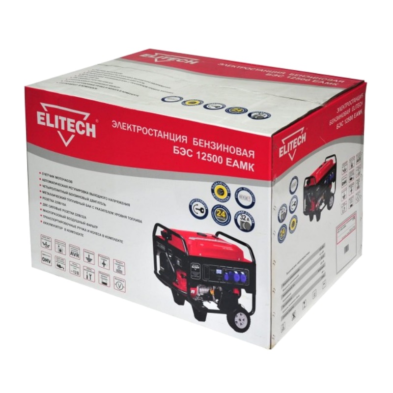Бензиновый генератор Elitech БЭС 12500ЕАМК, 186992 в Туле