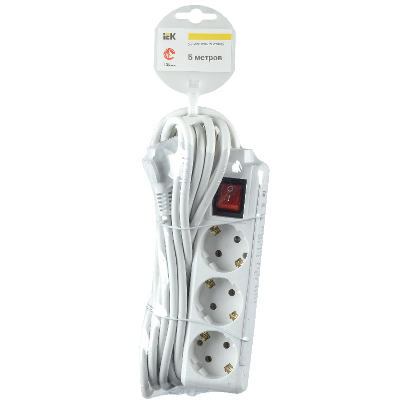Удлинитель IEK WYP10-16-03-03-ZK-N, У03К, 3 места, 2P+PE/3 метра, 3х1 мм2, 16А/250 в Ярославле