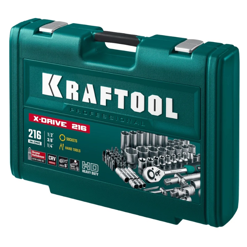 Универсальный набор инструмента Kraftool X Drive 27888-H216, 216 предмета, (1/2"+3/8"+1/4") в Муроме