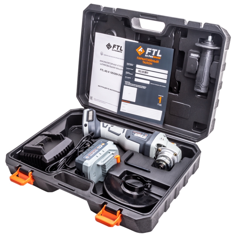 Угловая шлифмашина (болгарка) аккумуляторная FTL AG-X 125/20V EVO 8080, 125 мм, 20 В, плавный пуск, в кейсе в Муроме