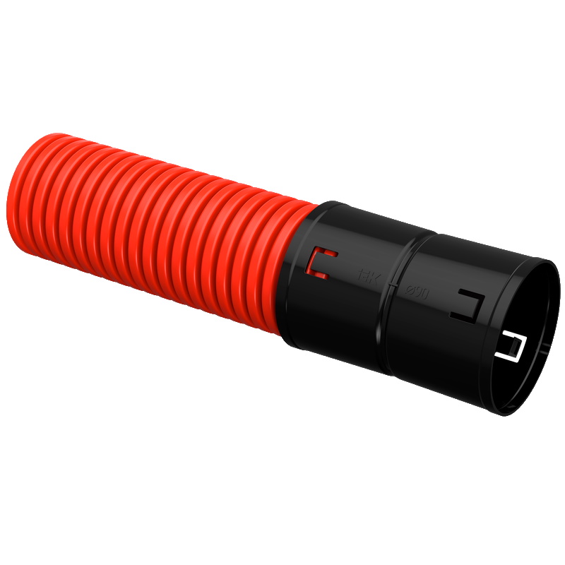 Труба гофрированная двустенная IEK CTG12-090-K04-050-R, ПНД, d=90 мм, красная, 50 м