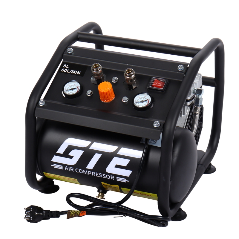Безмасляный компрессор GTE GTE-HMP008060B 220В ресивер 8 л 60лмин 18267₽