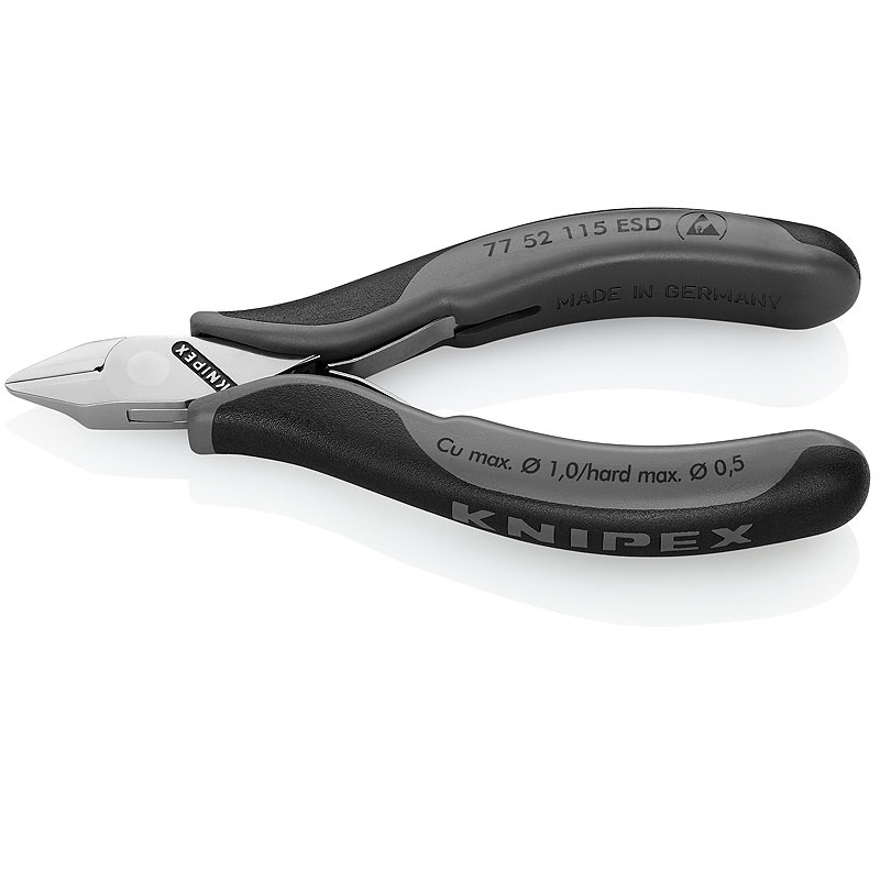Бокорезы для электроники Knipex KN-7752115ESD, ESD, острая плоская головка, 115 мм, 2-комп антистатические ручки в Александрове