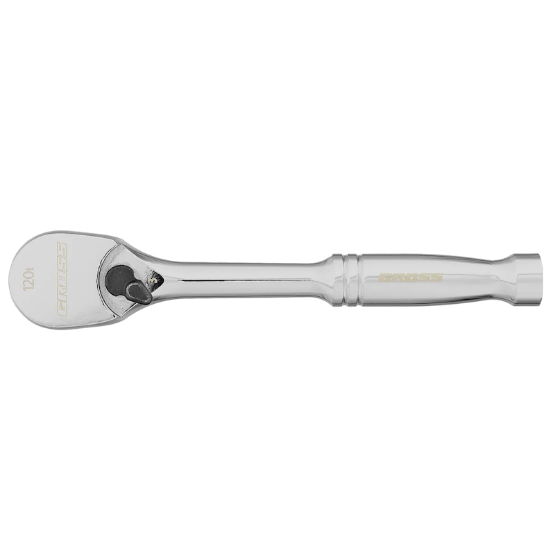 Ключ-трещотка Gross 14050, 1/4", CrV, 120 зубьев, цельнометаллический, хром в Муроме