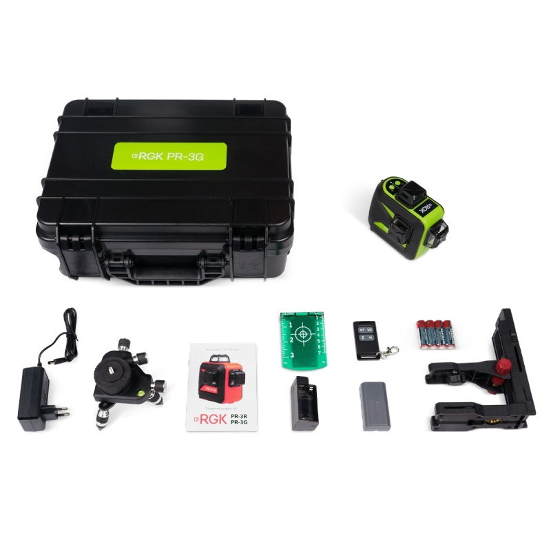 Лазерный уровень RGK PR-3G 4610011874796 3D (360° / зеленый луч / 70м с приемником / АКБ) в Угличе