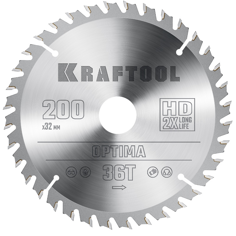 Пильный диск по дереву Kraftool Optima 36951-200-32, 200 х 32 мм, 36Т  в Кинешме