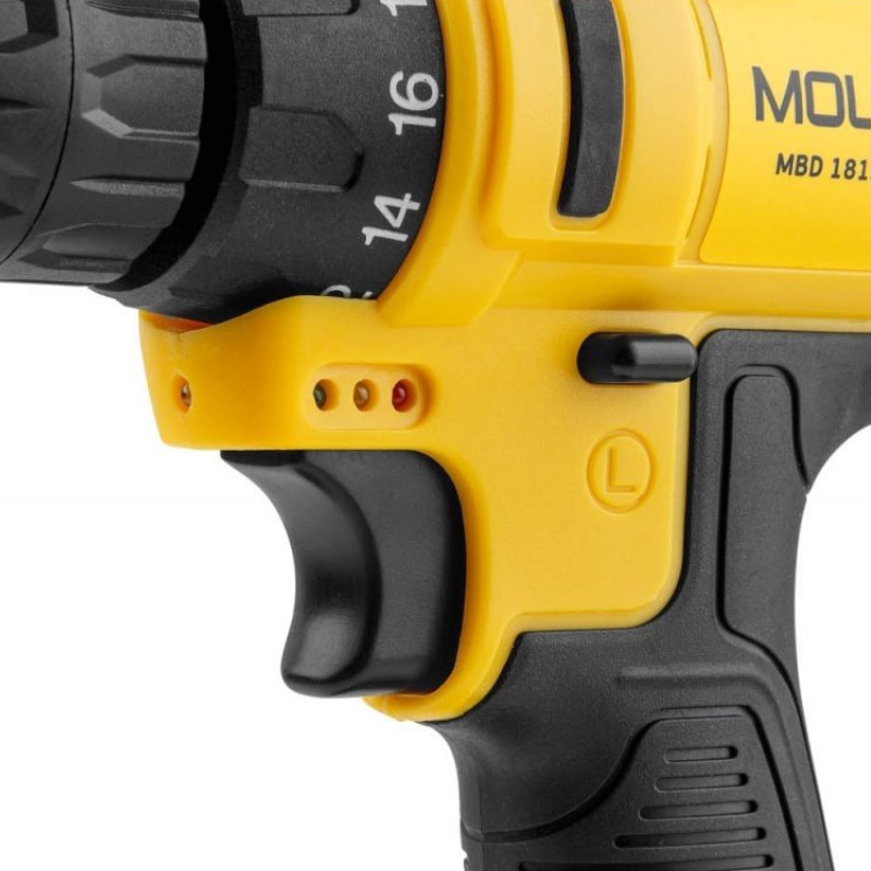 Аккумуляторная дрель-шуруповерт Molot MBD 1815-1 DLi 0329136, в чемодане, 18В, 2 акк., 1.5 А/ч Li-Ion, 2 скор., 30 Нм в Рыбинске