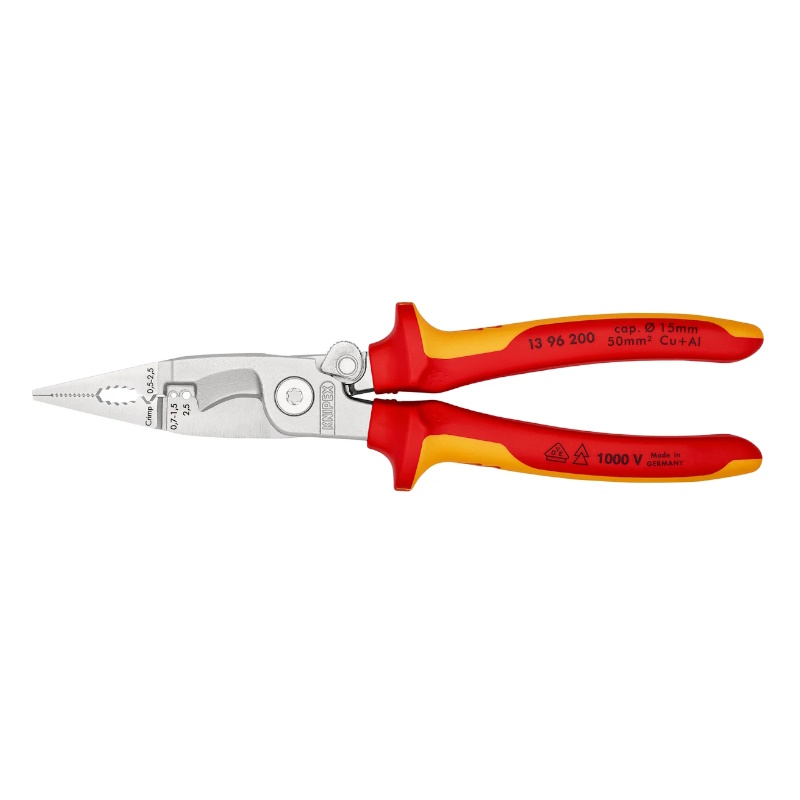 Клещи электромонтажные Knipex KN-1396200SB, VDE, 6-в-1, зачистка 0.75 – 1.5 / 2.5 мм², рез Ø 15 мм / 50 мм², 200 мм в Иваново