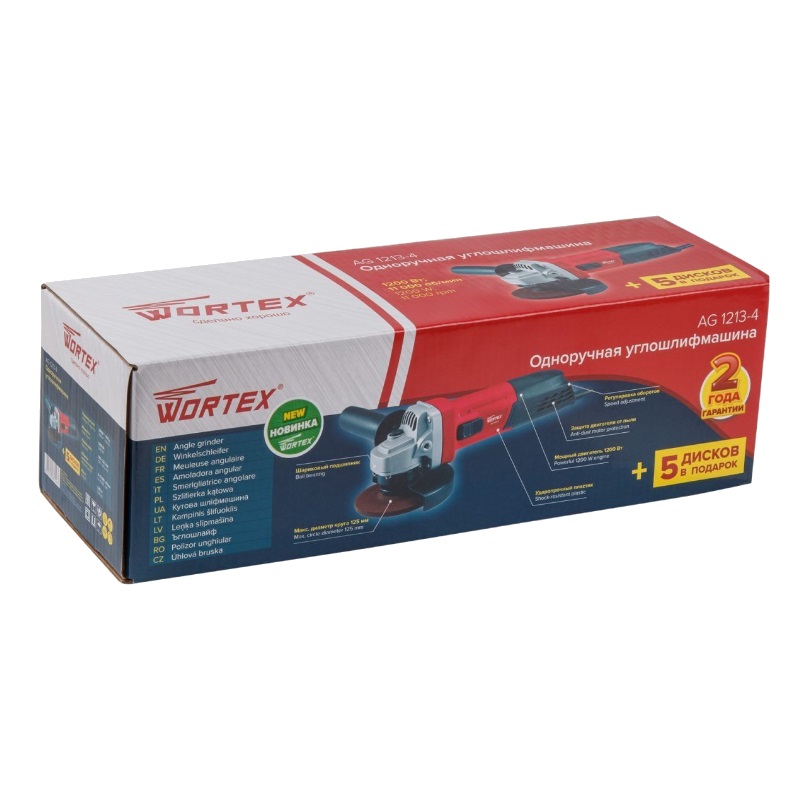 Угловая шлифмашина (болгарка) Wortex AG 1213-4 0329156, 125 мм, 1200 Вт в Твери
