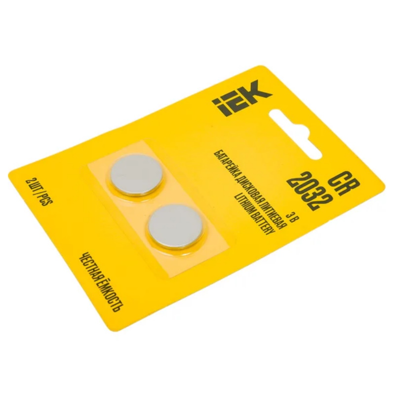 Батарейка дисковая литиевая IEK CR2032 ABT-CR2032-OP-L02, 2шт, блистер