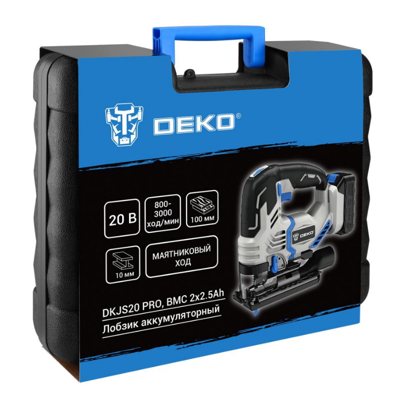 Лобзик аккумуляторный Deko DKJS20 PRO 083-1125, в кейсе, 20 В, 2x2.5 Ач в Ярославле