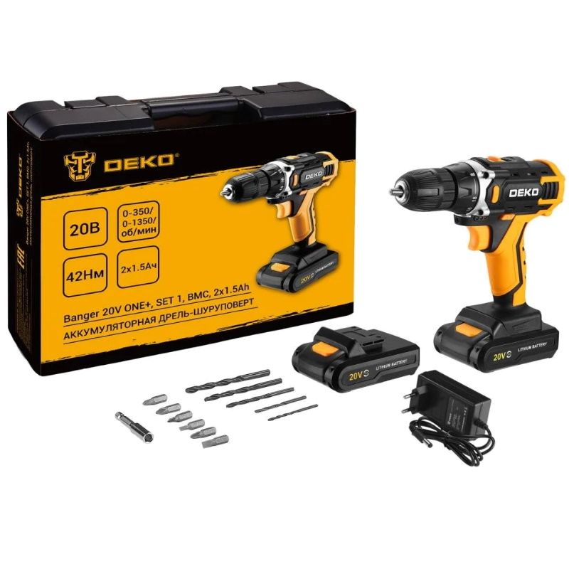Аккумуляторная дрель-шуруповерт Deko Banger 20V ONE+ SET1 083-1110, в кейсе, 2х1.5 Ач в Муроме
