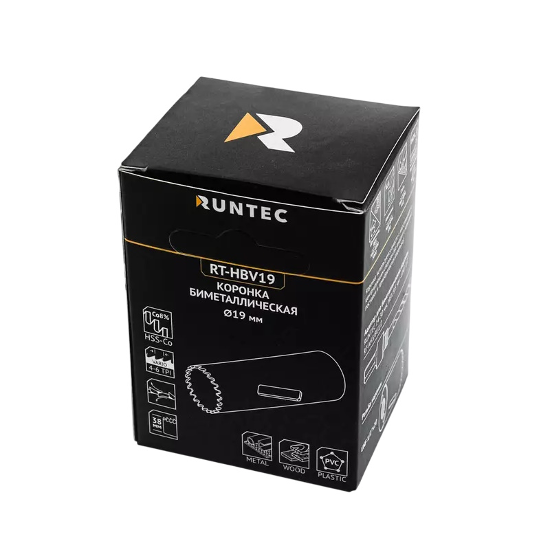 Коронка биметаллическая Runtec RT-HBV19, 19 мм, BiM, HSS-Co8, 4-6 TPI в Туле